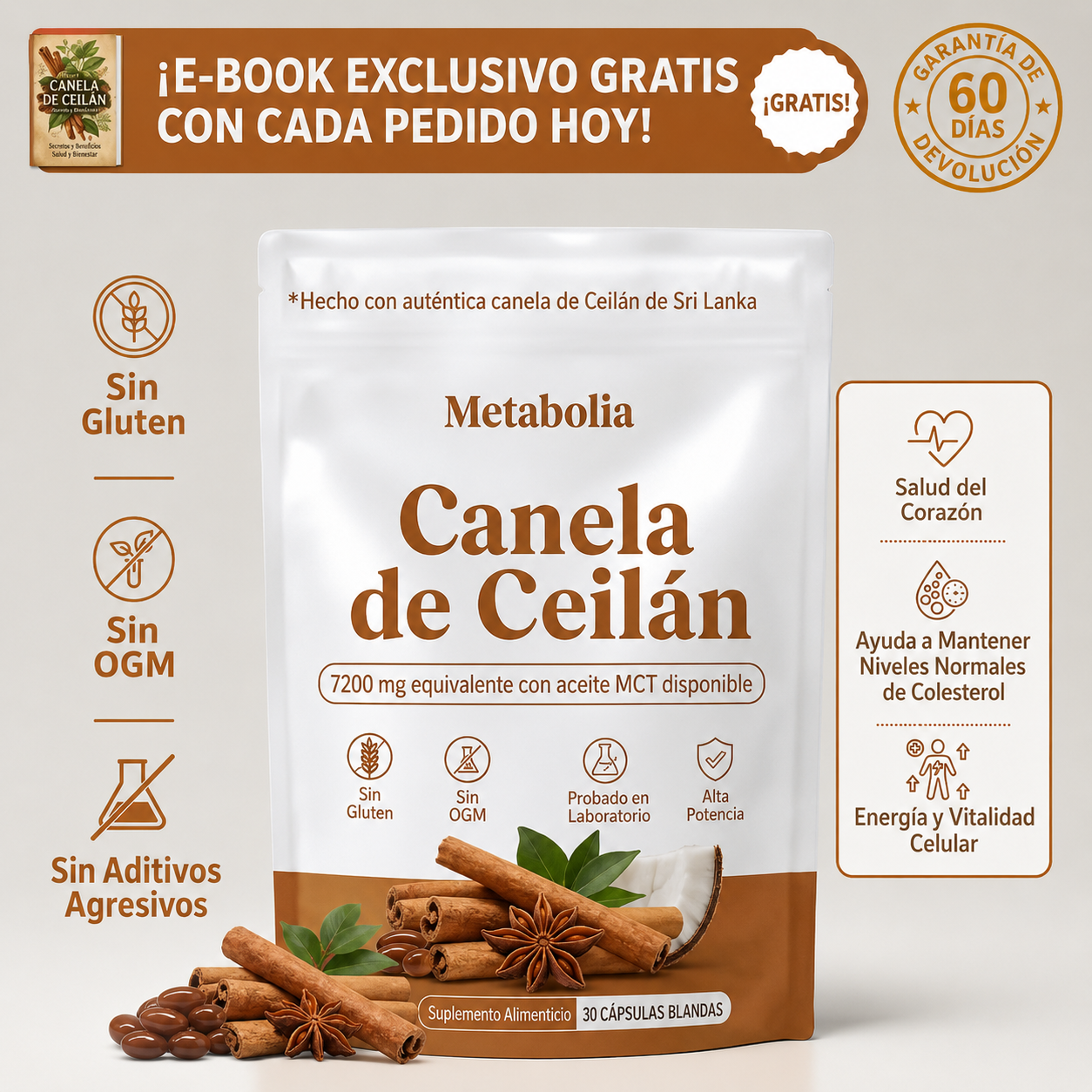 Frasco de Canela de Ceilán Metabolia